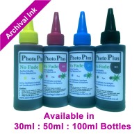 PhotoPlus 4 Colour Archival Dye Ink Set For HP printers in 30ml, 50ml & 100ml.