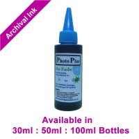 PhotoPlus Lt Cyan Archival Dye Ink Compatible with HP printers - 30ml, 50ml & 100ml.