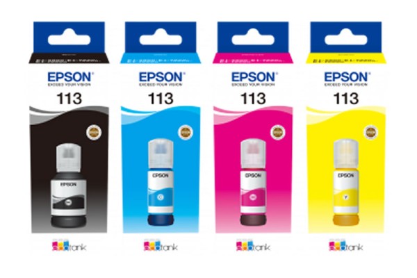 A Set of 4 Bottles of Epson113 Pigment Original Ink.