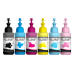 6 Bottle set of CMYKlclm Dye Sublimation Ink for Epson EcoTank Printers using 673 Series Inks.