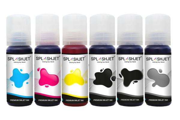 Set of 6 x 70ml Bottle of Splashjet Dye Colours Inks Compatible with Epson 114 & 115 Series Inks.