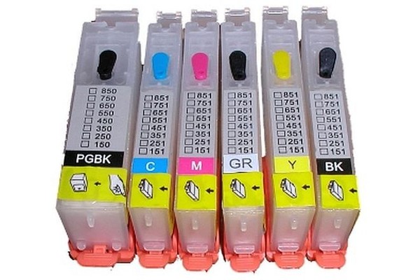 Refillable Cartridges for Canon PGI-550 & CLI-551 Cartridges - 6 Cartridge Set.