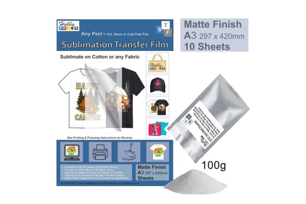 Sublimation to Film Kit for Printing onto Cotton T-Shirts - 10 x A3 Sheet Pack