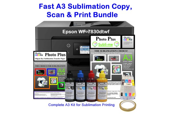 Fast A3 Sublimation Printer Bundle – Epson WF-7830 with HobbyPrint® Inks, Paper & Accessories Fast A3 Sublimation Printer Bundle – Epson WF-7830 with HobbyPrint® Inks, Paper & Accessories