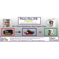 100 sheets PhotoPlus HR, 240 x 99mm High Release, Sublimation Mug Wraps Transfer Paper - 120gsm.