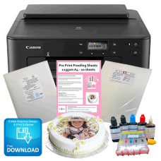 Edible A4 Printer Bundle, TS705, Pre-Filled Refillable Cartridges, Edible Ink, Icing Sheets - Add Icing/Wafer Options
