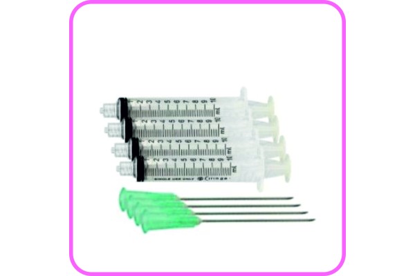Pack of 4 x 10ml syringes and Large needles