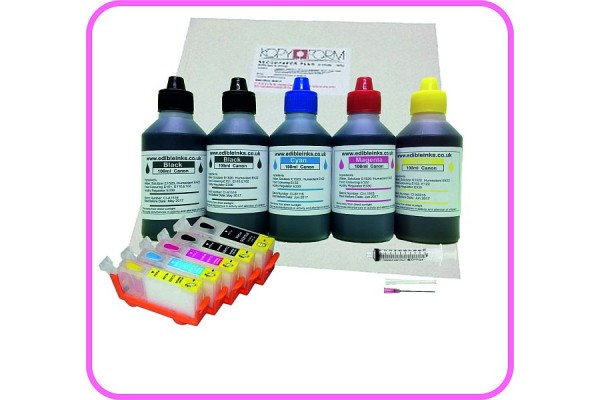 Edible Printer Refillable Cartridge Accessory Kit for Canon PGI-520 with Icing Sheets.