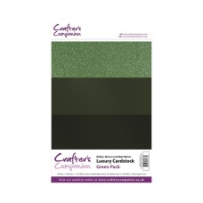 Luxury Mirror A4 Card Pack 250gsm in 3 mix of Green 30 sheet pack by Crafters Companion