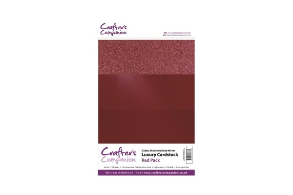 Luxury Mirror A4 Card Pack 250gsm in 3 mix of Red 30 sheet pack by Crafters Companion