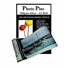 PhotoPlus Photo Paper A3 Panoramic Premium Gloss Rolls 260gsm, 297mm x 30m.